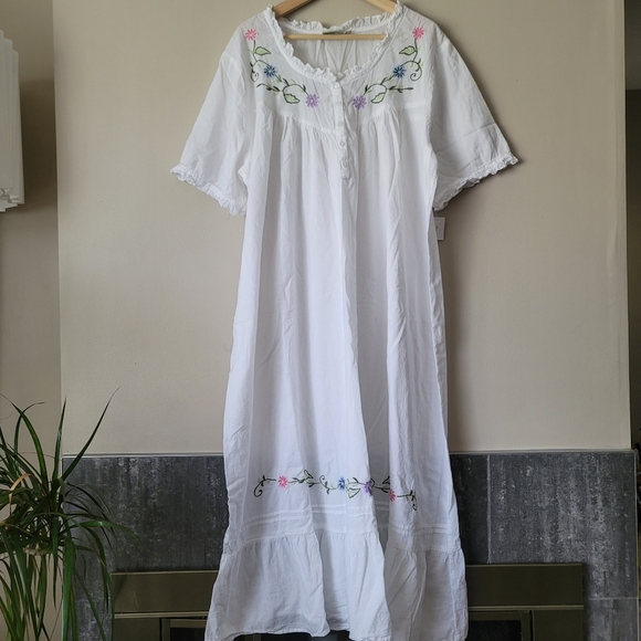 Goald Coast 100% Cotton Embroidered Prairie Dress White XL - Picture 1 of 9